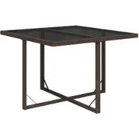 vidaXL Table de jardin marron 109x107x74 cm Poly rotin et verre