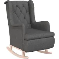 vidaXL Fauteuil avec pieds à bascule en bois d'hévéa Gris foncé Tissu