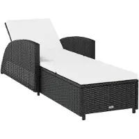 vidaXL Sonnenliege mit Cremeweißer Auflage Poly Rattan Schwarz