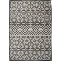 vidaXL Tapis à tissage plat d'extérieur 140x200 cm Rayures noires