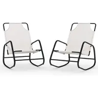 vidaXL Chaise longue à bascule 2 pcs. Crème Acier et Textilène