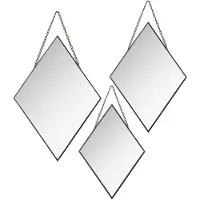 Atmosphera Lot de 3 Miroirs losanges en métal noir