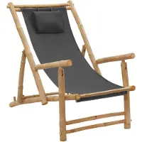 vidaXL Chaise longue bambou et toile gris foncé