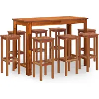 vidaXL Ensemble bar de jardin 9 pièces bois massif acacia