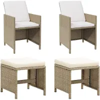 vidaXL Chaises de jardin avec tabouret 2 pcs. Poly rotin beige