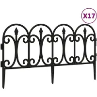 vidaXL Bordures de gazon 17 pcs. noir 10 m PP