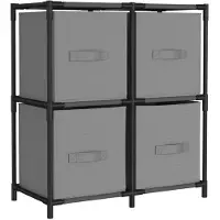 vidaXL Armoire de rangement 4 paniers en tissu Gris 63x30x71 cm Acier