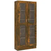 vidaXL Armoire à vitrine Chêne fumé 82,5x30,5x185 cm Bois ingénierie