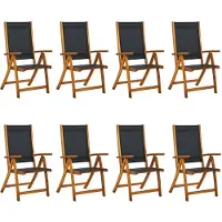 vidaXL , ensemble de 8 chaises pliantes, en bois d'acacia massif et tissu Textilene