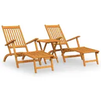 vidaXL Chaises longues de jardin avec pied et table en bois massif d'acacia