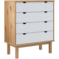 vidaXL Armoire à tiroirs OTTA brun&blanc 76,5x39,5x90 cm Bois massif