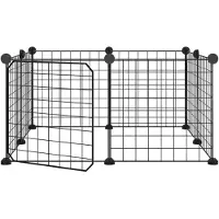 vidaXL Cage pour animaux de compagnie 8 pièces avec porte Noir 35x35 cm Acier