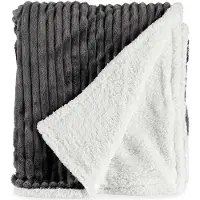 Gift Decor couverture velours côtelé gris foncé (200 x 150 cm)