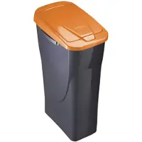 Bigbuy Corbeille à papier Noir/Orange Polypropylène (15 L), Poubelle, Gris, Orange, Noir