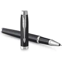 Parker IM stylo roller | noir mat avec finitions chrome | pointe fine | encre noire | coffret cadeau