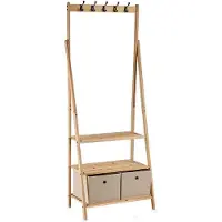 Bigbuy porte-manteau 2 tiroirs haut naturel