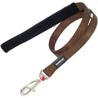 Red Dingo Laisse Pour Chien - - Marron - Cuir - Poignée Rembourrée - Clips Interchangeables