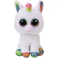 TY Licorne 15 cm blanc/coloré avec yeux scintillants Peluche Pixy