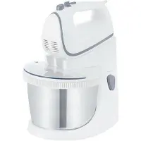 TM Electron TMPBA114 Mixeur à pâte de 450 w avec bol 2,5l de inox, crochet pétrisseur, fouet et couvercle transparent anti-éclaboussures