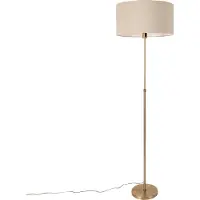 QAZQA Lampadaire réglable bronze avec abat-jour brun clair 50 cm - Parte