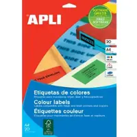 APLI Etiquettes couleur, 70x37mm, rond, rouge, 20 feuilles