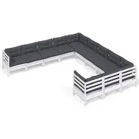 vidaXL Ensemble de salon de jardin de 11 pièces avec coussins blanc pin