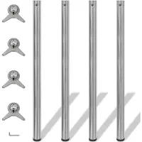vidaXL 4x pied de table réglable en hauteur nickel brossé 1100 mm