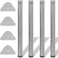 vidaXL 4x pied de table réglable en hauteur nickel brossé 710 mm