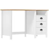 vidaXL Bureau Hill avec 3 tiroirs 120x50x74 cm bois de pin