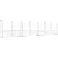 vidaXL Corbeille à gabion en forme de U avec 8 colonnes en fer 860x20x200 cm