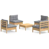 vidaXL Ensemble de salon de jardin 5 pièces avec coussins gris en pin
