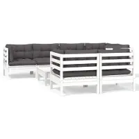 vidaXL Ensemble salon de jardin 8 pièces avec coussins blanc pin massif