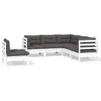 vidaXL Ensemble salon de jardin 5 pièces avec coussins Pin blanc