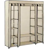 vidaXL Armoire en tissu avec compartiments Barres de penderie Crème 150x45x176cm