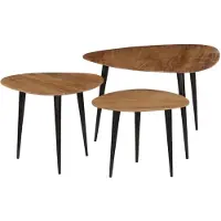 vidaXL Ensemble de 3 tables basses en bois massif d'acacia