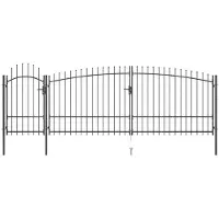 vidaXL Portail de clôture de jardin avec dessus en lance 5x2,25 m Noir