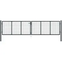 vidaXL Portail de jardin grillagé en acier galvanisé gris 400 x 75 cm