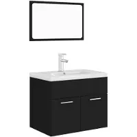 vidaXL Ensemble de meubles de salle de bain noir en bois composite