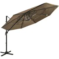 vidaXL Parasol avec mât en aluminium 4 couches Taupe 3x3 m