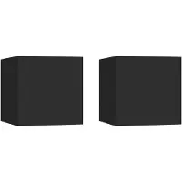 vidaXL Tables de chevet 2 pcs Noir 30,5x30x30 cm Bois d'ingénierie