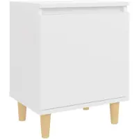 vidaXL Table de chevet avec pieds en bois massif Blanc 40x30x50 cm