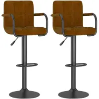 vidaXL Tabouret de bar 2 pcs. velours brun