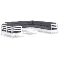 vidaXL Ensemble salon de jardin 10 pièces avec coussins blanc pin massif