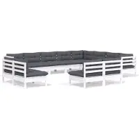 vidaXL Ensemble salon de jardin 12 pièces avec coussins blanc pin massif