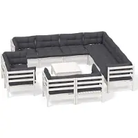vidaXL Ensemble salon de jardin 12 pièces avec coussins blanc pin massif