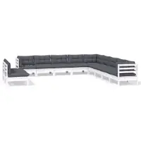 vidaXL Ensemble salon de jardin 11 pièces avec coussins blanc pin massif