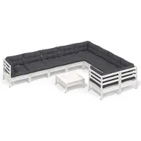 vidaXL Ensemble de salon de jardin 10 pièces avec coussins Pin blanc