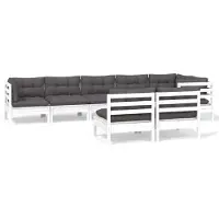 vidaXL Ensemble salon de jardin 8 pièces avec coussins blanc pin massif