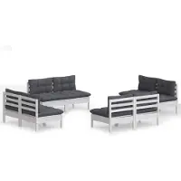 vidaXL Salon de jardin 8 pcs avec coussins anthracite Bois de pin