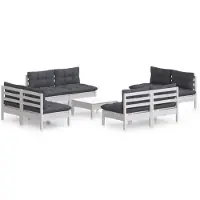 vidaXL Ensemble de salon de jardin 9 pièces avec coussins Anthracite Pin